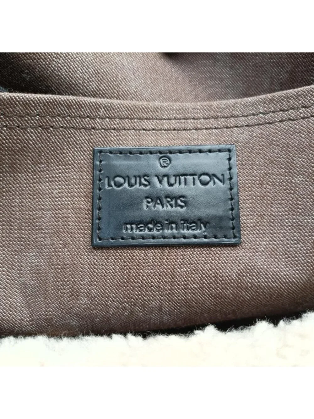 Louis Vuitton Monogram Shearling Tote Brown Cream Patent